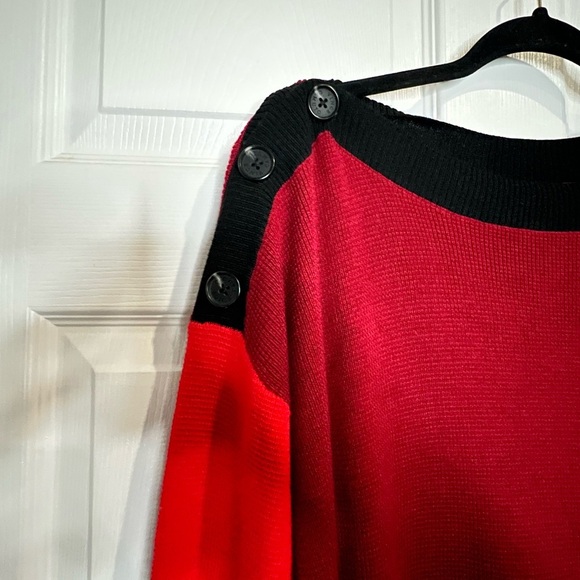 Vince Camuto Women's Colorblock Long Sleeve Knit Sweater - Red - Size Large - Picture 5 of 8